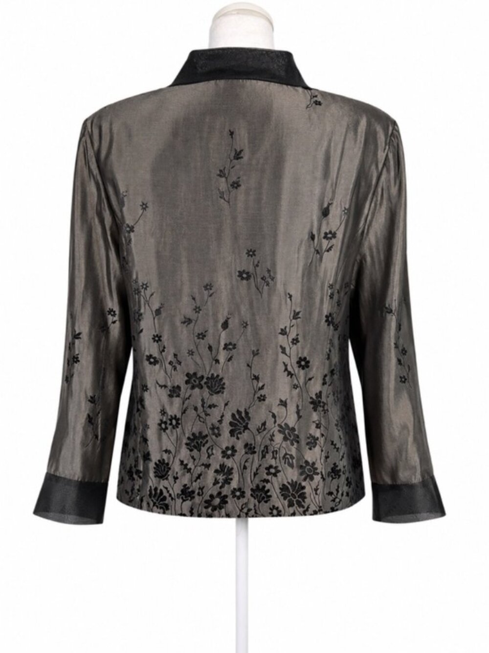 Vintage Patra Pewter Organza Floral Embroidered Blouse Size 16 Made USA - Picture 4 of 10
